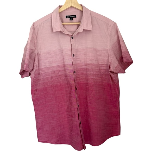 INC International Concepts Short Sleeve Button Down Shirt Pink Ombre Size XL - Picture 1 of 11
